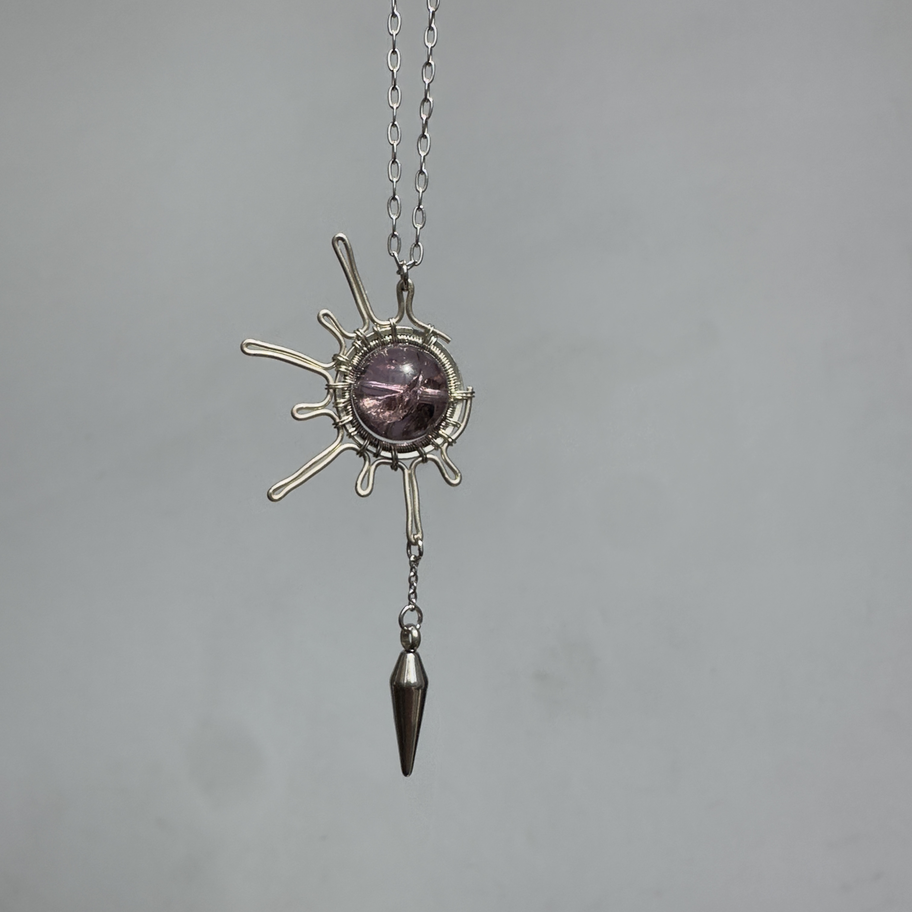 钛钢项链 紫色星芒白铜手工制作赠送钛钢链条时尚