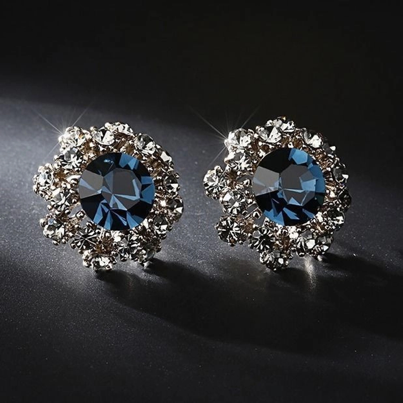 足银耳饰 999纯银针复古波西米亚蓝钻耳钉ins高级感耳环小众气质