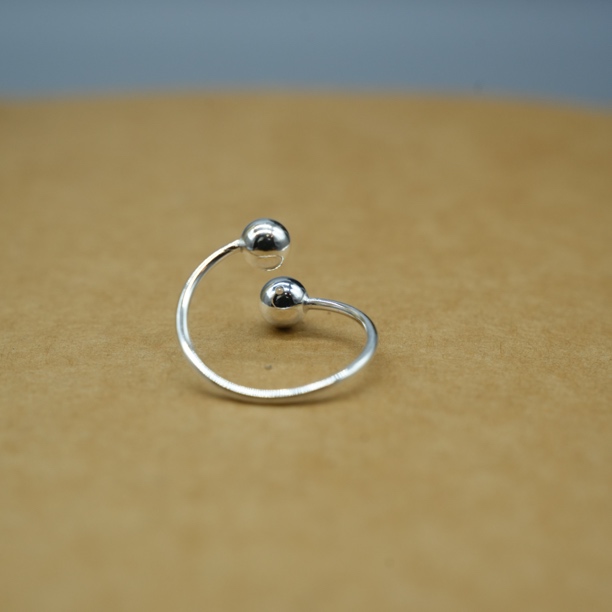 足银戒指 足银转运珠女士戒指开口好戴