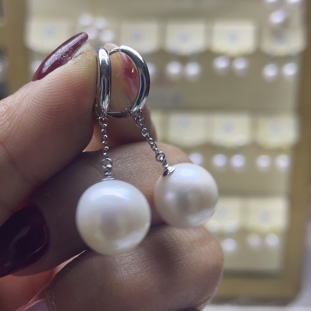淡水珍珠耳饰银S925镶嵌
