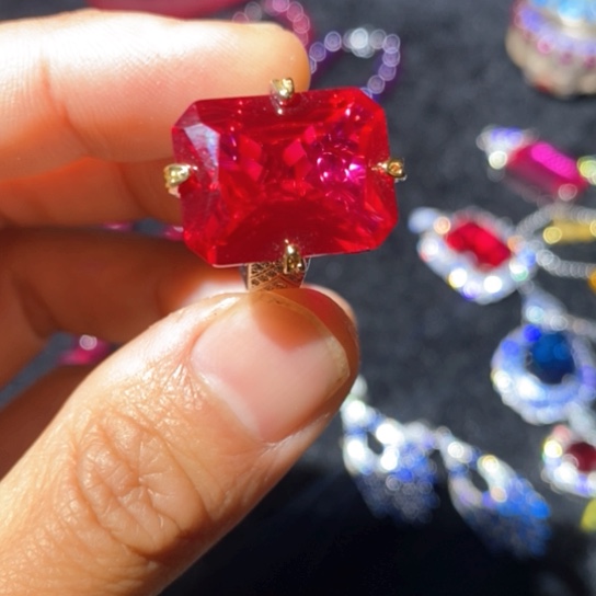 红宝石戒指银S925镶嵌