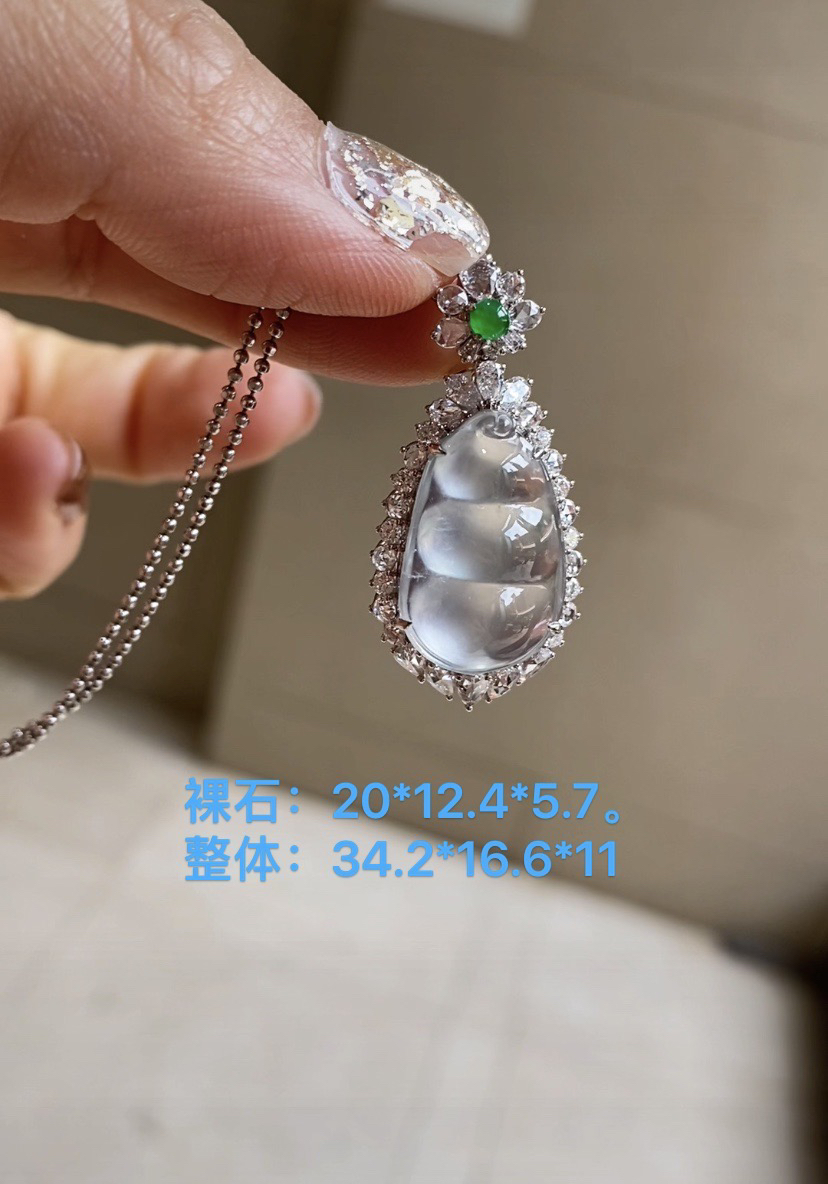 天然缅a，白玻璃种胖豆子