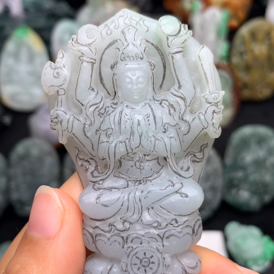 @***寻定制翡翠未镶嵌天然翡翠A货雕刻修光抛光定制