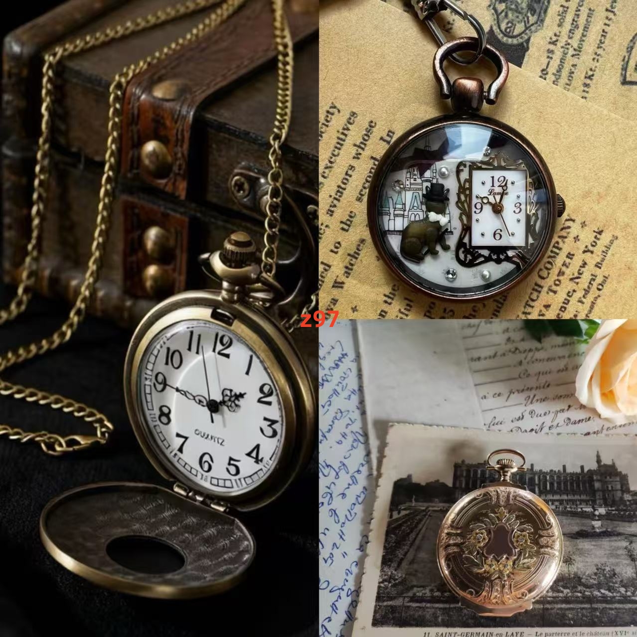 怀旧风格石英怀表配件复古，发货以直播间展示为准z222