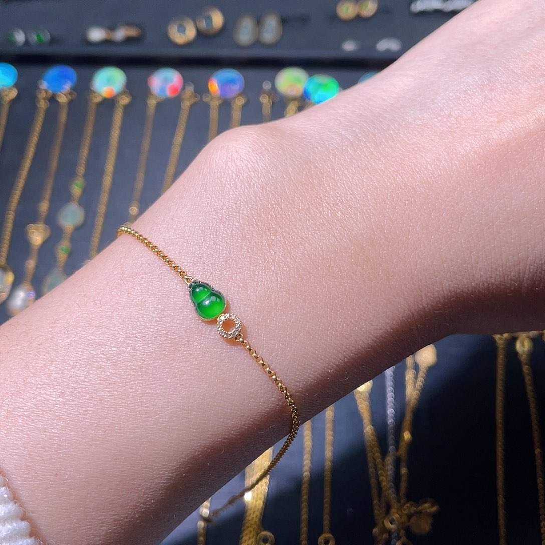 翡翠手链18K金镶嵌手链