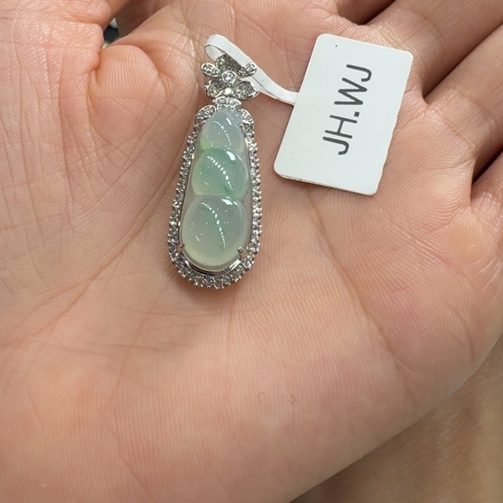 翡翠18K金镶嵌吊坠(不含链)翡翠