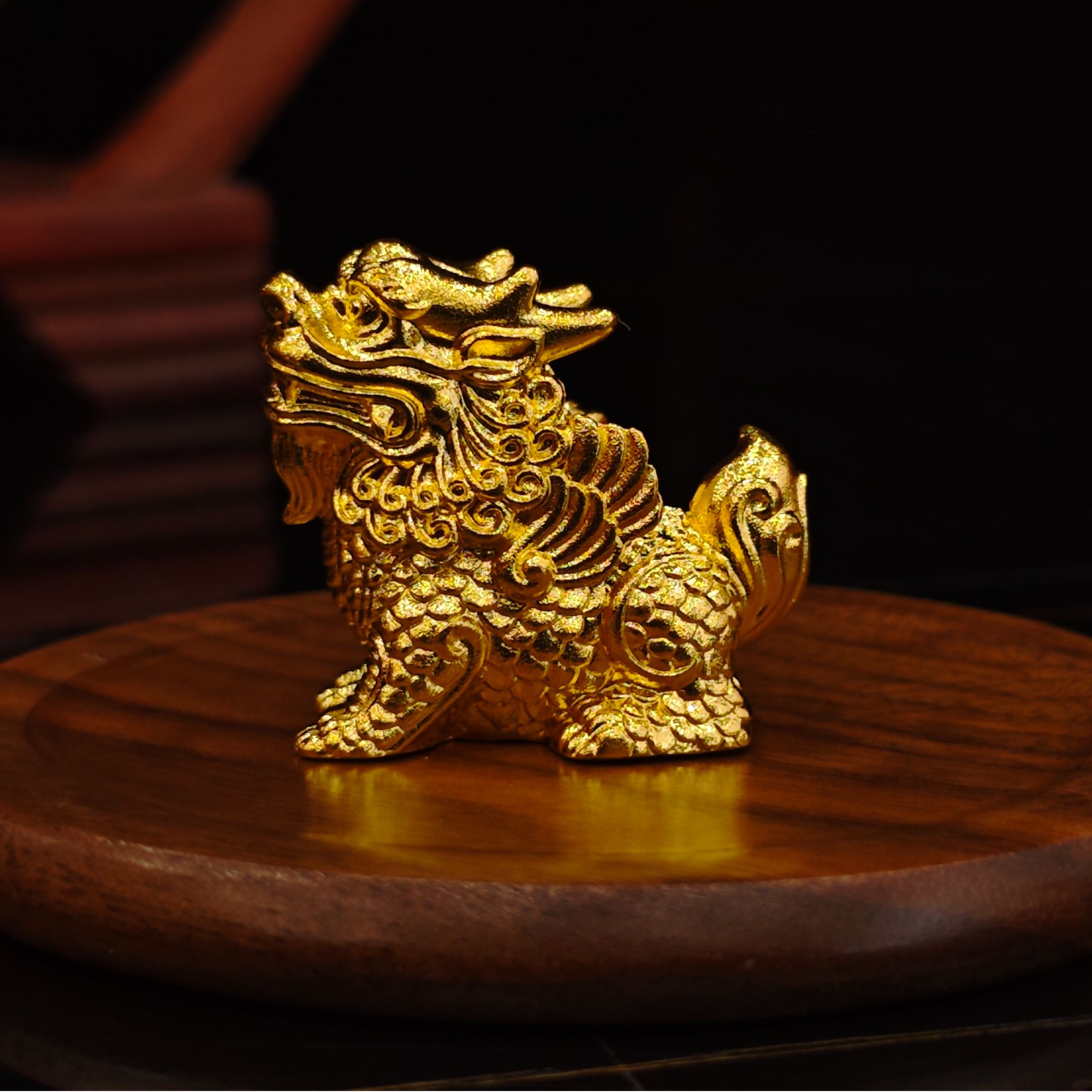 足金999 麒麟摆件 定制 收藏 摆柜  黄金 神兽摆件 黄金风水摆件
