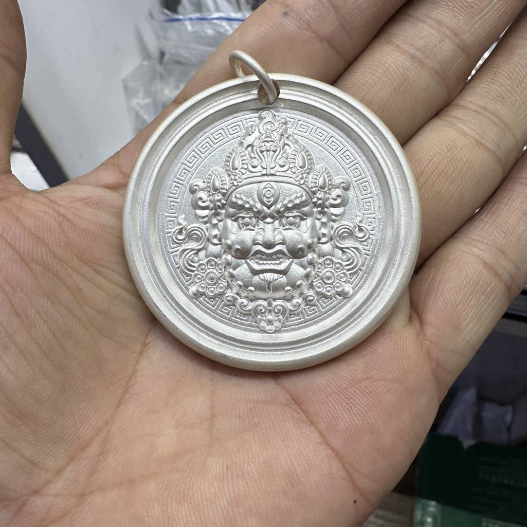 吊坠足银 出DIY银八宝罗盘吊坠9999银 图案精美绝伦大号小号均有