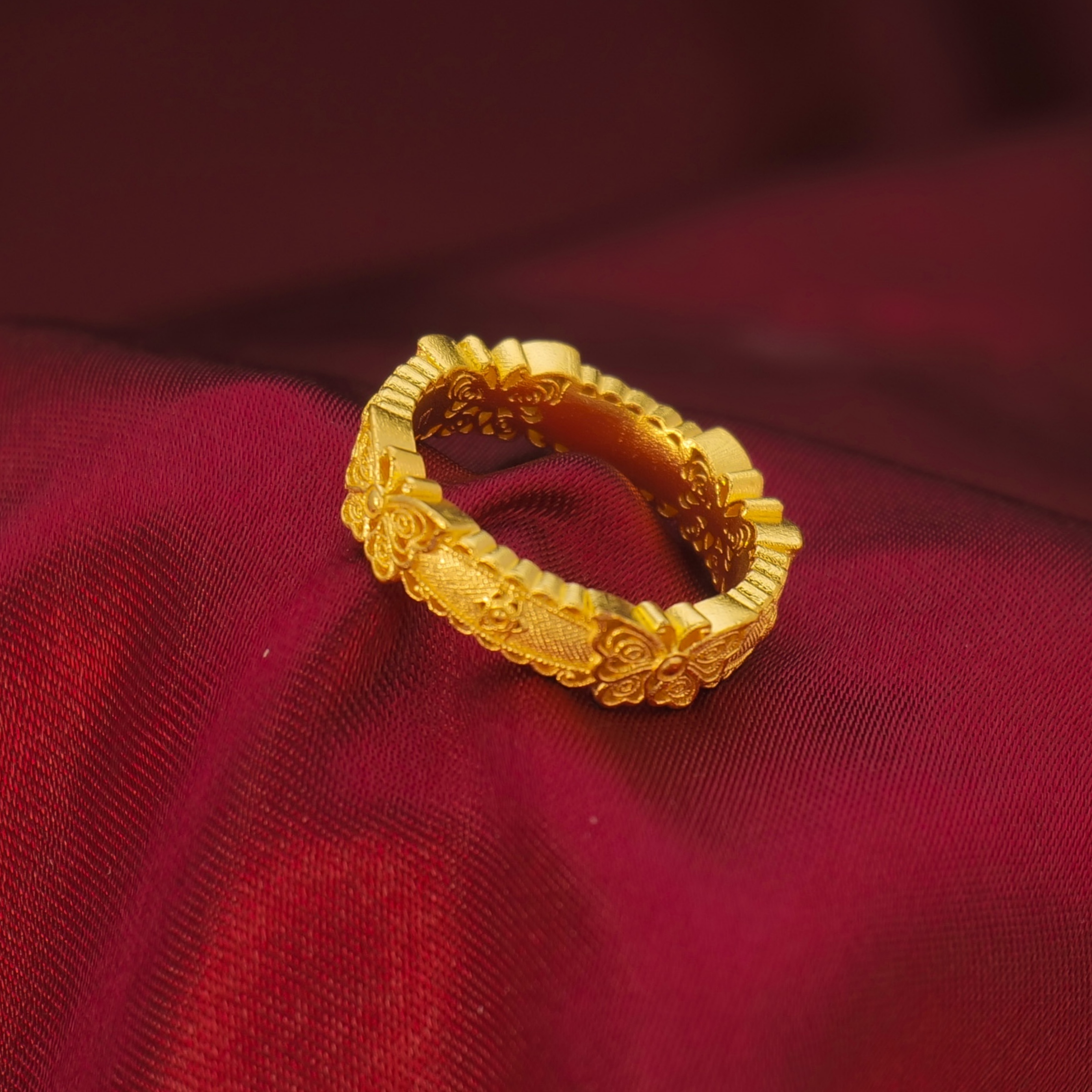 足银戒指 闭口花丝四蝶戒指(N)