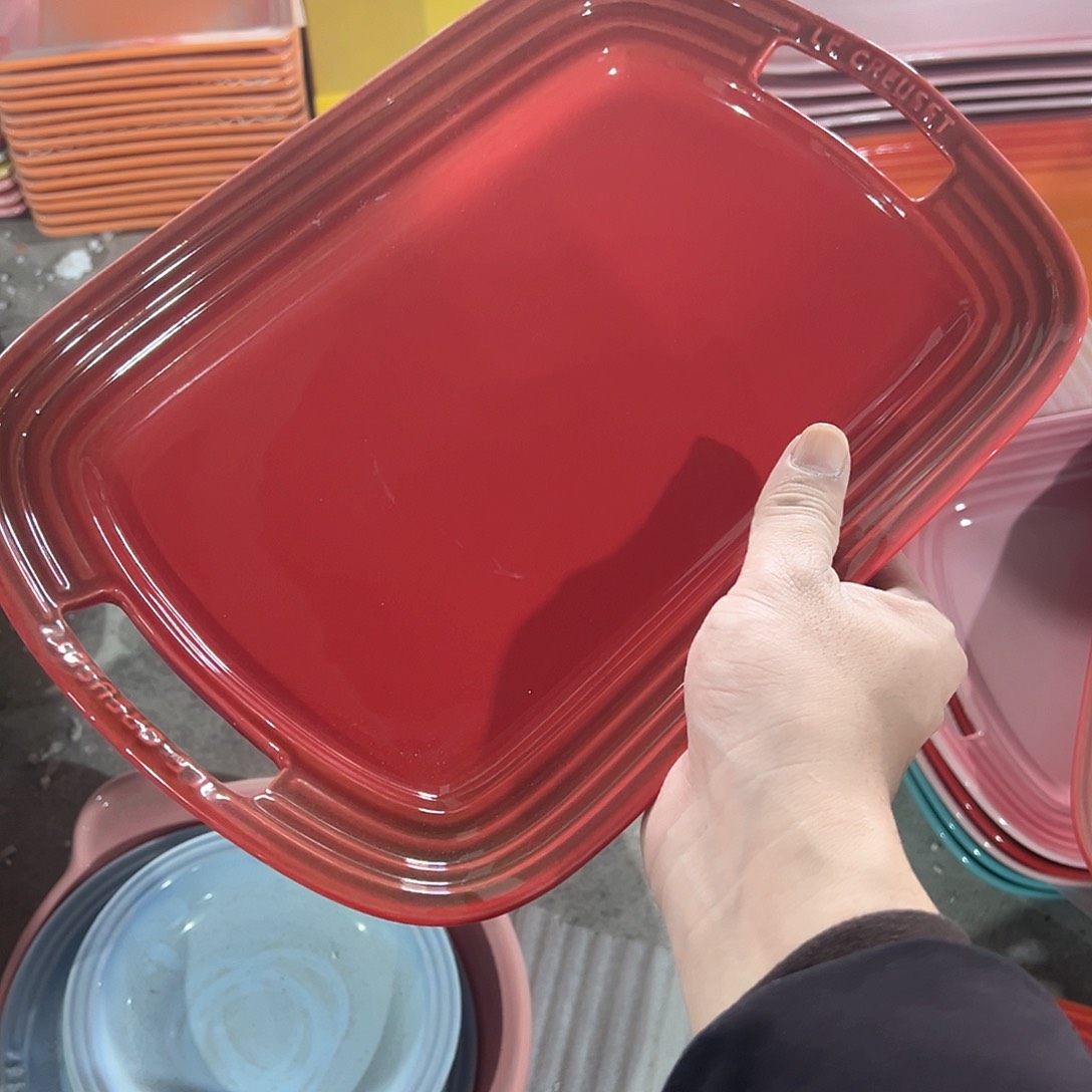 陶瓷 微 双耳托盘 红色色色色色