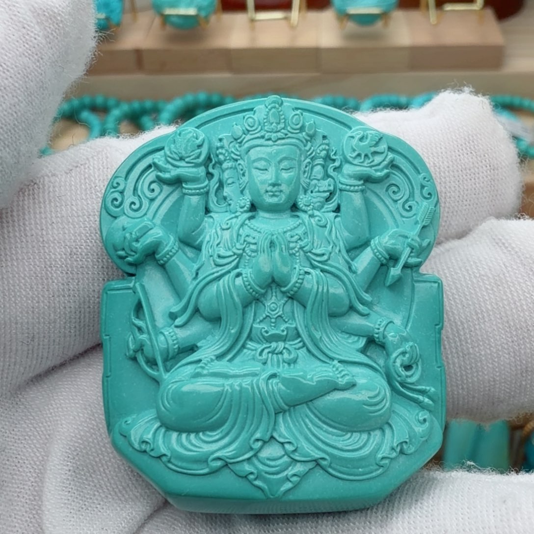 绿松石未镶嵌珠宝奇石摩利支天