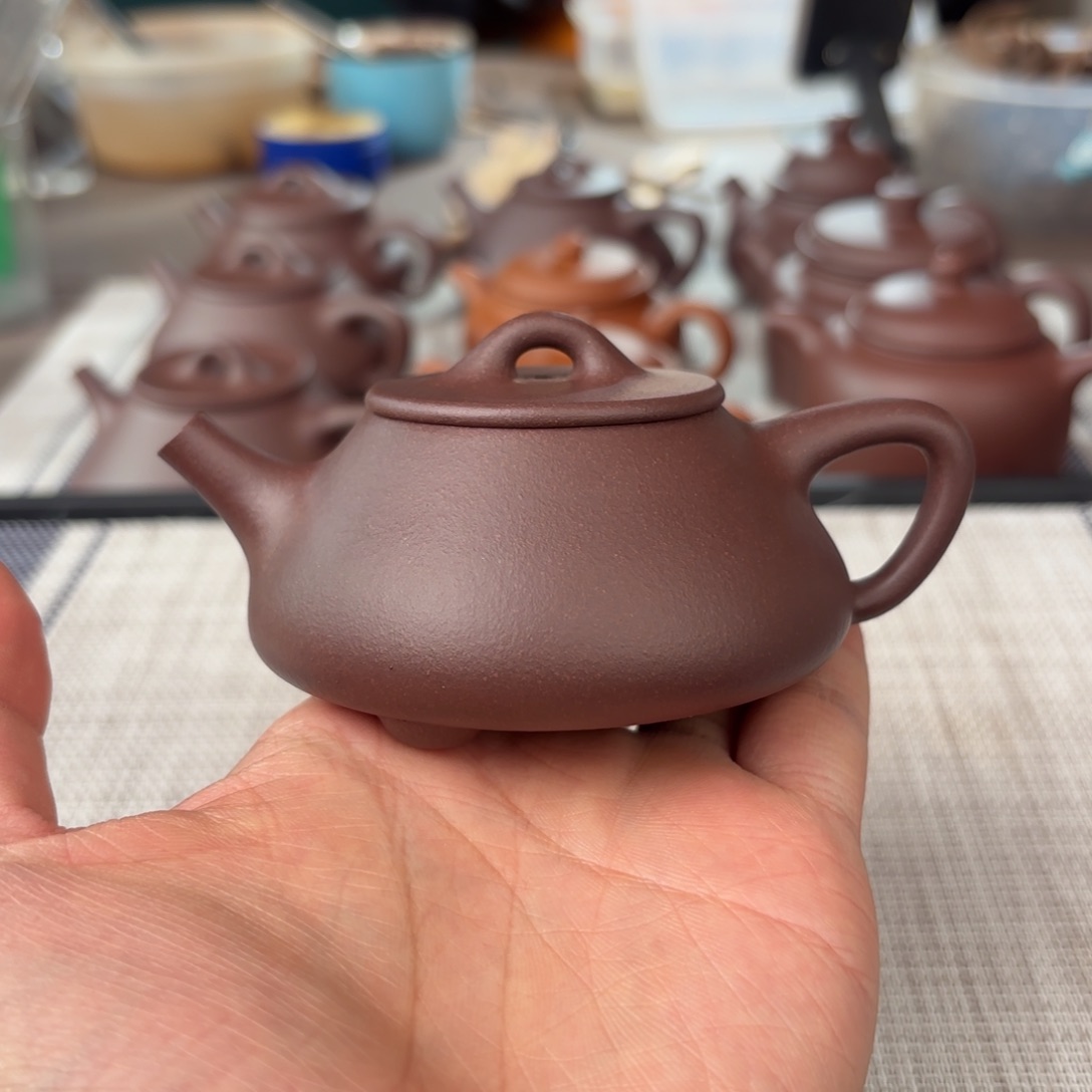 R***茶壶紫砂半手工老紫泥平盖石瓢壶120cc