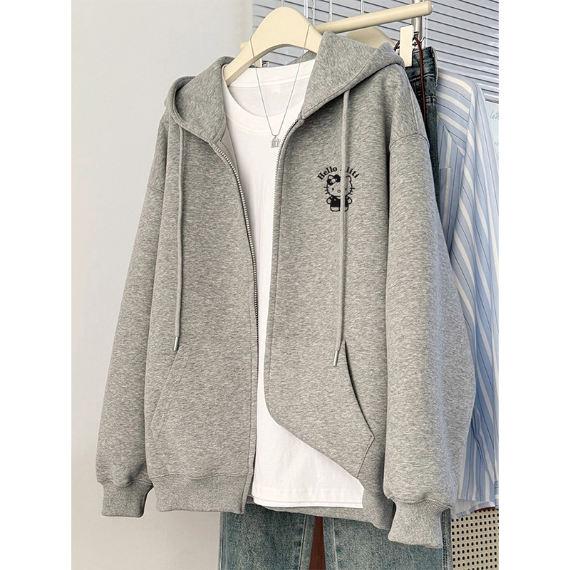 大码秋冬季开衫连帽卫衣女2025新款胖mm休闲拉百搭小个子上衣外套