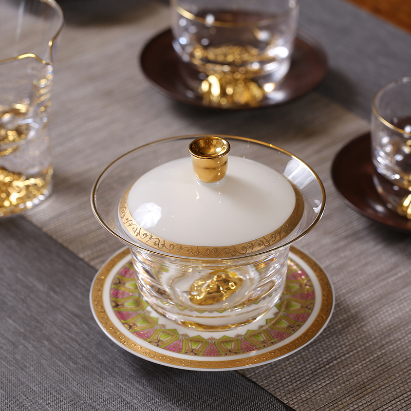 金玉莲华金山盖碗