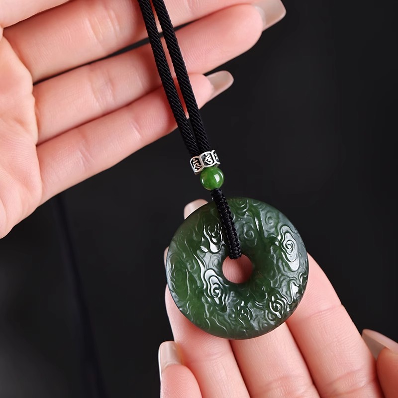 天然和田玉祥云平安扣吊坠玉佩男女情侣项链青玉送礼高档礼物挂件