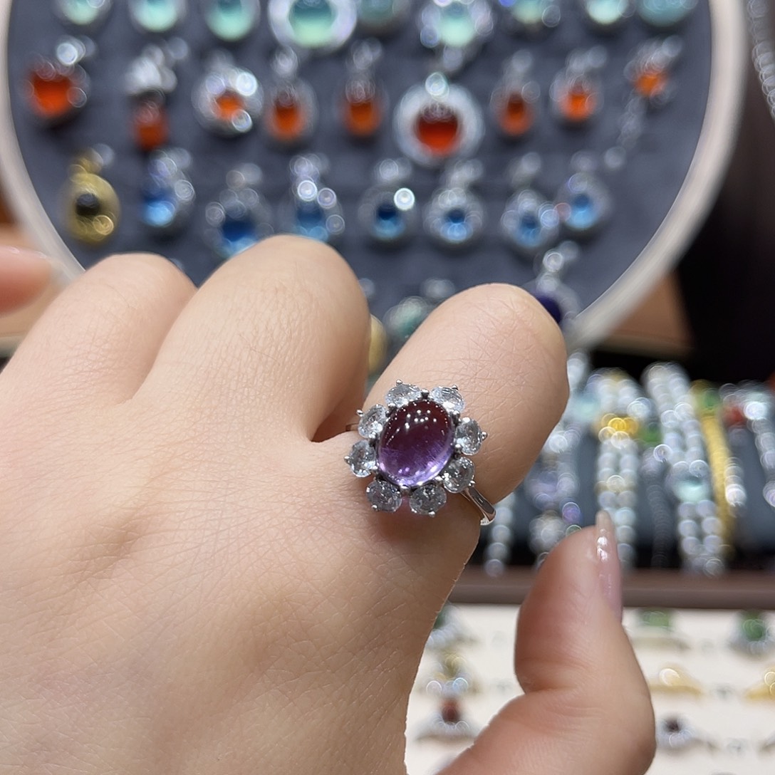 戒指烟晶银S925镶嵌