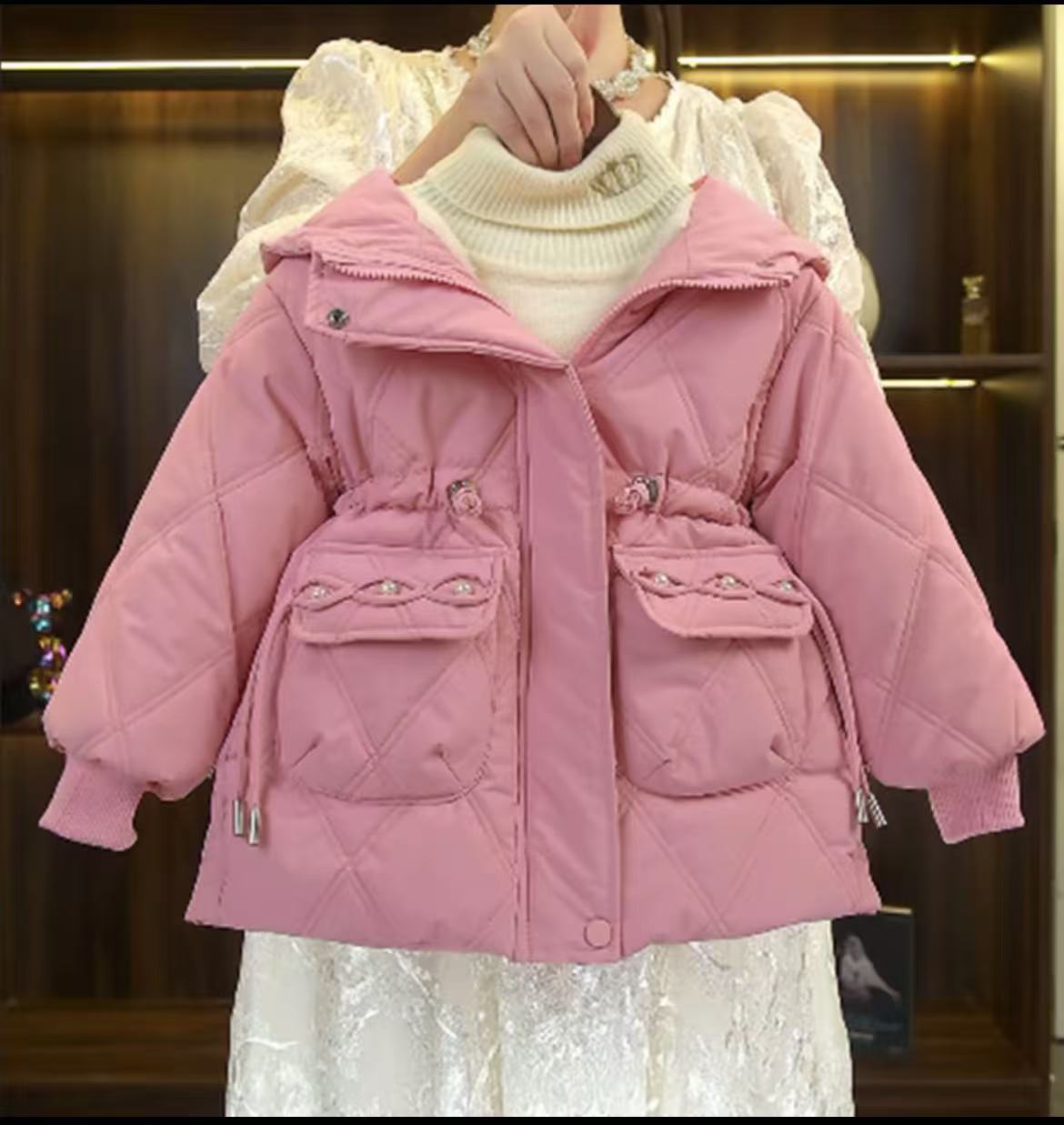 女童棉衣2025冬季新款洋气韩版棉服小女孩休闲风百搭加绒加厚外套