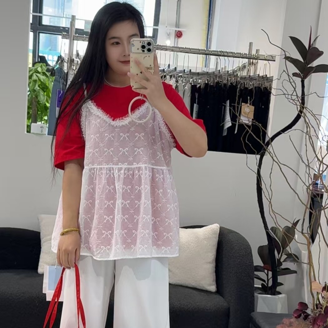 法式清新V领木耳边叠穿吊带背心女夏外穿上衣