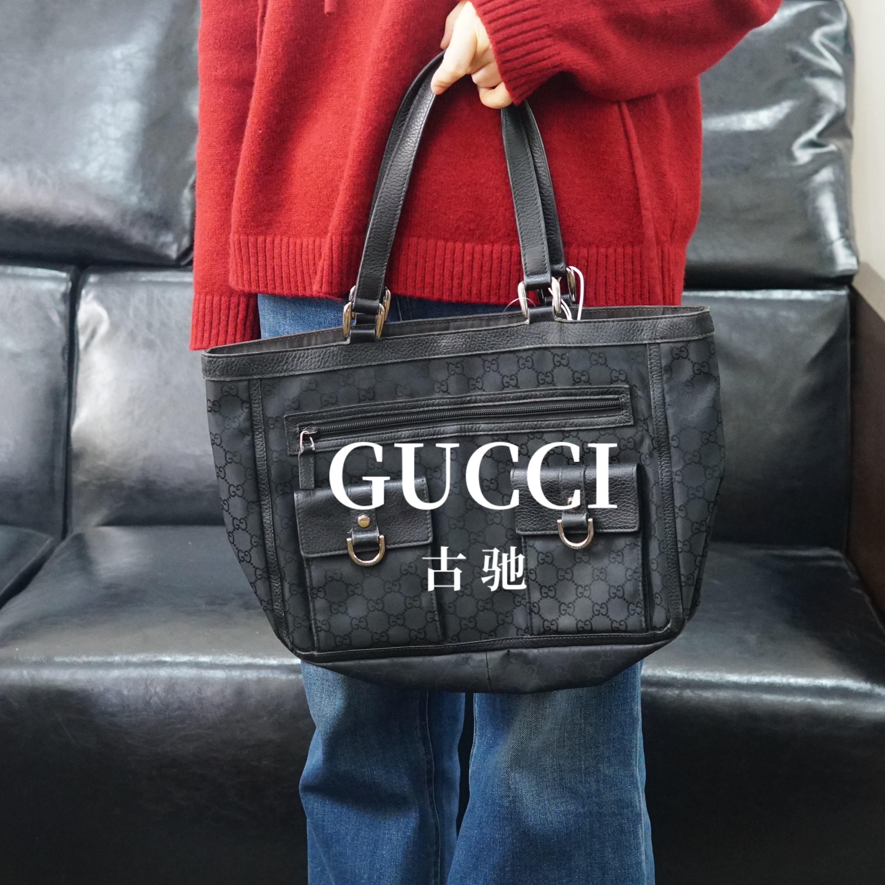 95新 GUCCI/古驰 黑色老花手提包/MS11716092/6092