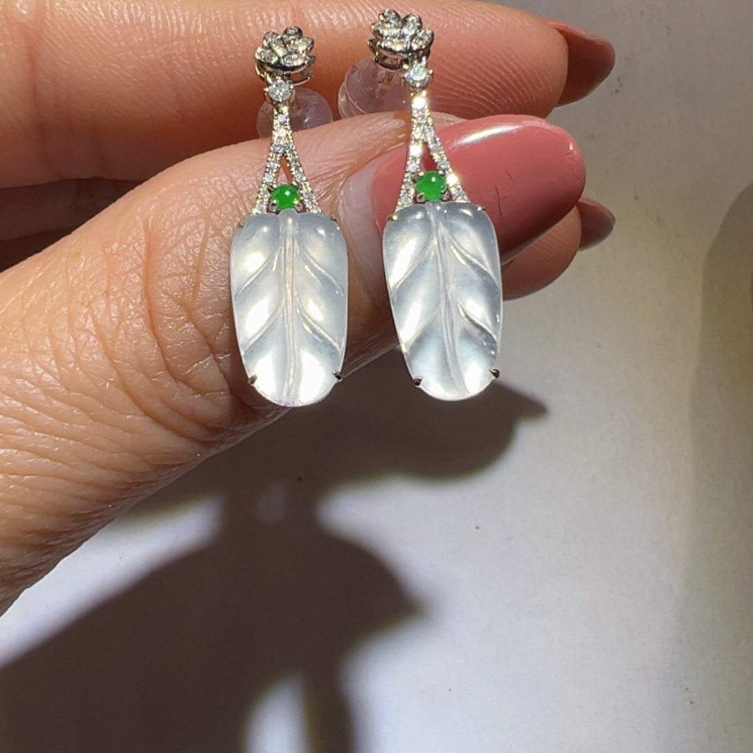 翡翠颈饰18K金镶嵌耳环