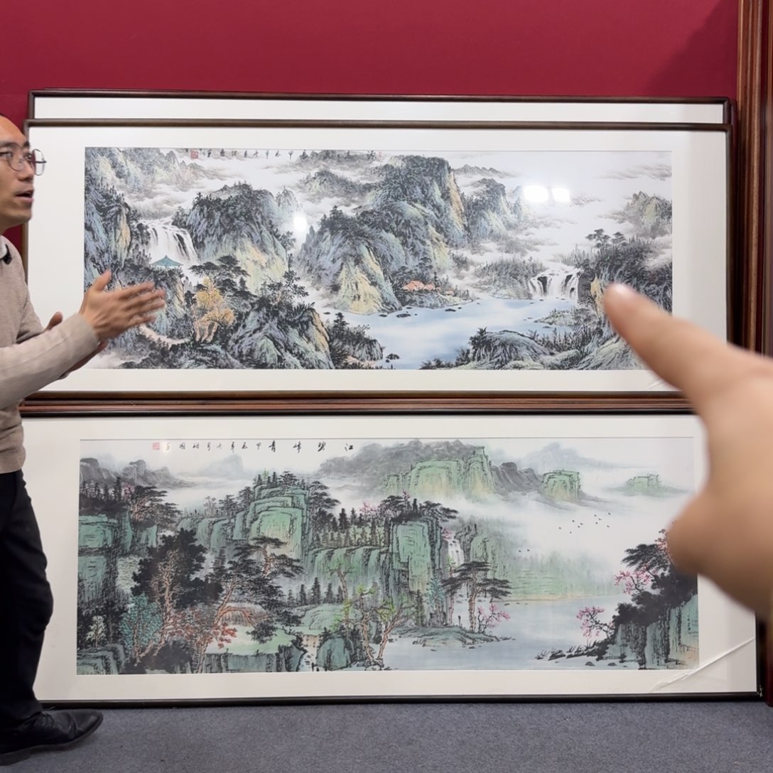 国画手绘作品带框