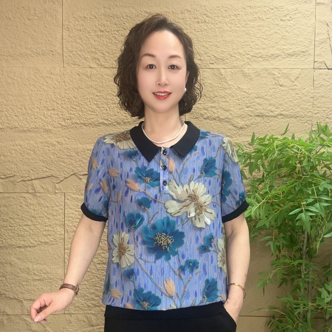 短袖夏季中老年妈妈装新款雪纺衫时尚洋气宽松气质减龄百搭女上衣