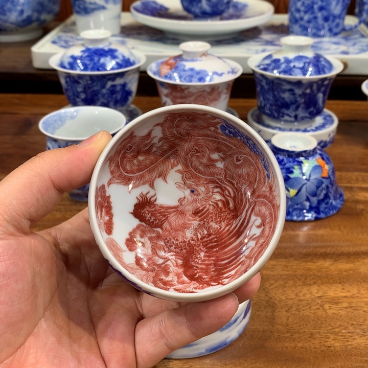 自成堂柴窑 青花釉里红