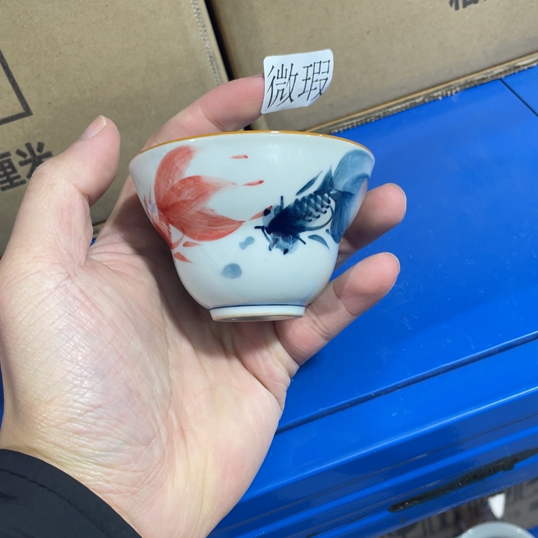 釉下手绘茶具微瑕