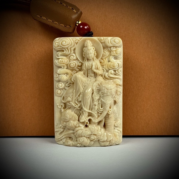 H20-61天然猛犸牙 普贤38.5*60*18mm支持复检假一罚十