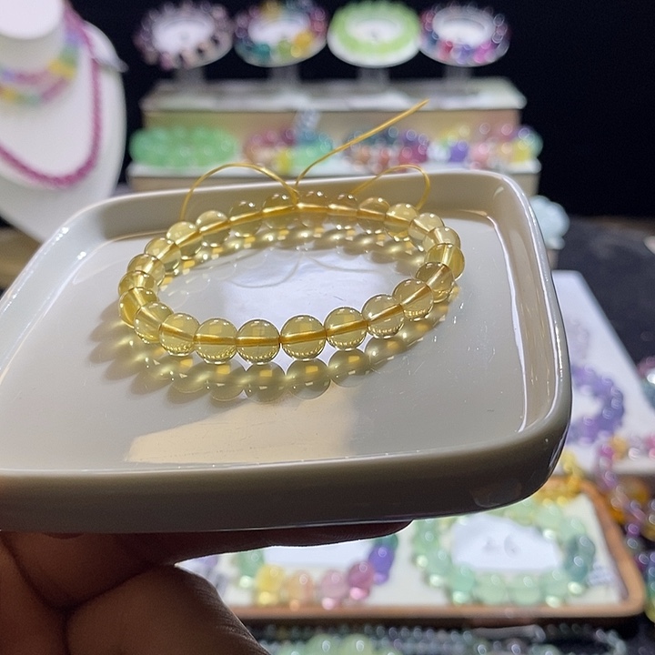 未镶嵌手链水晶金黄色7m