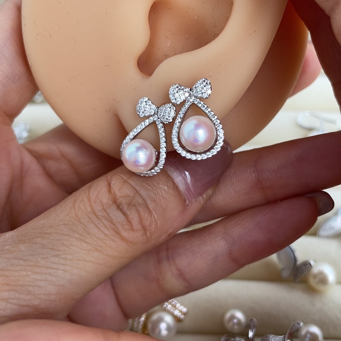 银S925镶嵌海水珍珠耳饰