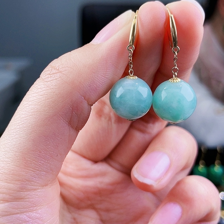 翡翠耳饰18K金镶嵌饰品