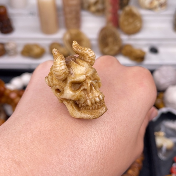 驼骨其他鹿角雕刻骷髅头20