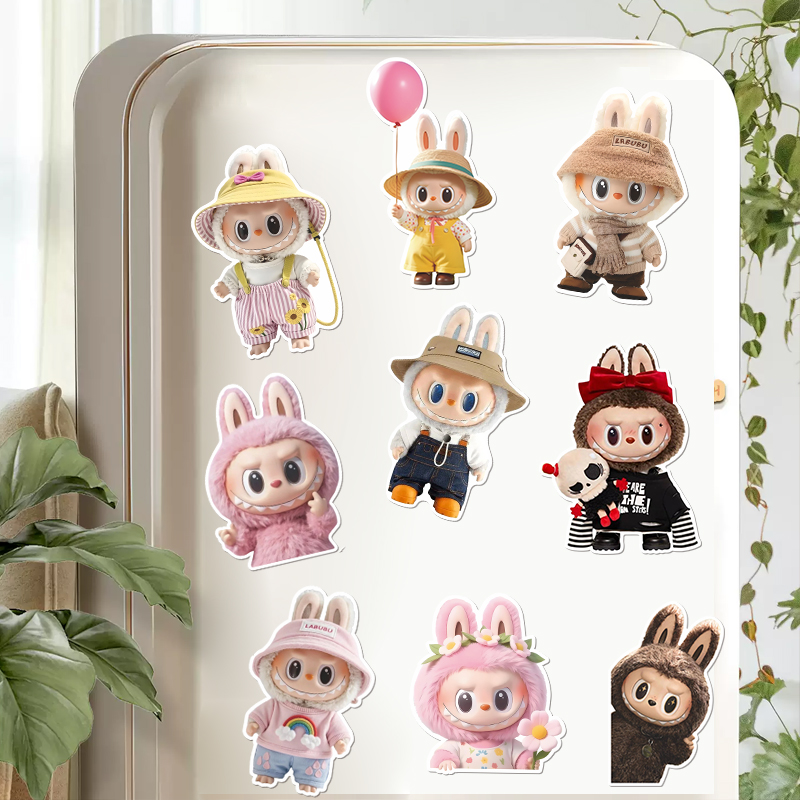 LABUBU磁吸式冰箱贴卡通创意装饰强磁吸贴冰箱大门拉布布装饰贴