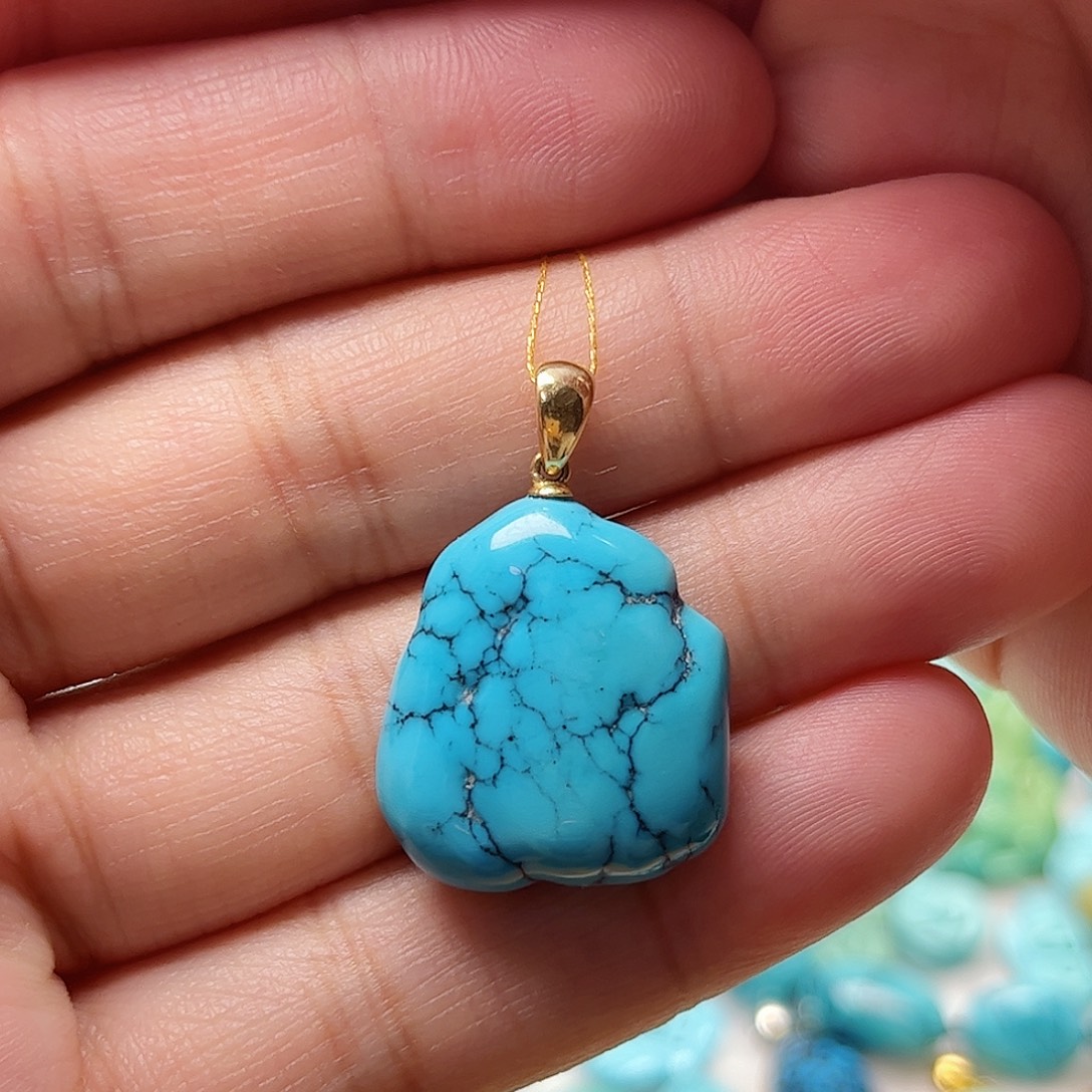 绿松石18K金镶嵌珠宝奇石