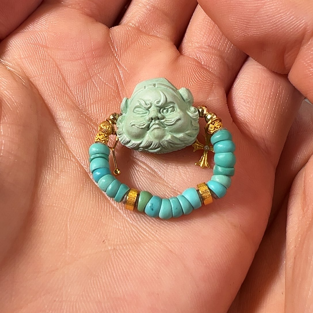 绿松石戒指18K金镶嵌戒指