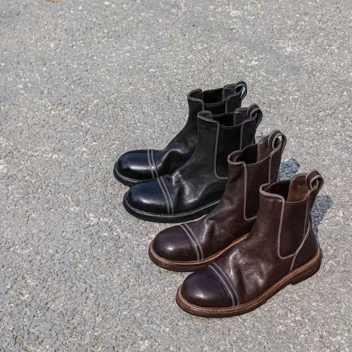 现货A4｜英伦风水洗牛皮羊里垫切尔西女靴｜半码拍小|1101