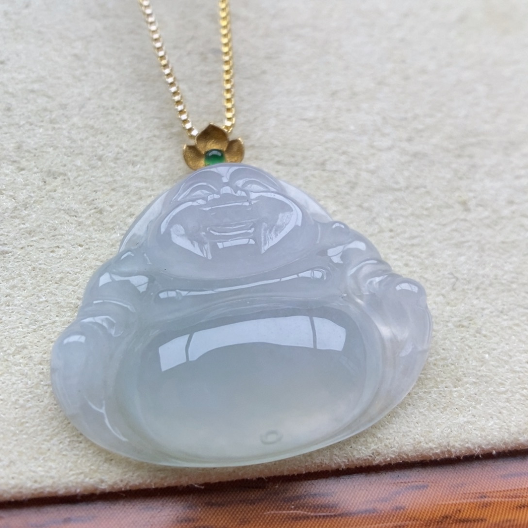 翡翠18K金镶嵌颈饰吊坠12