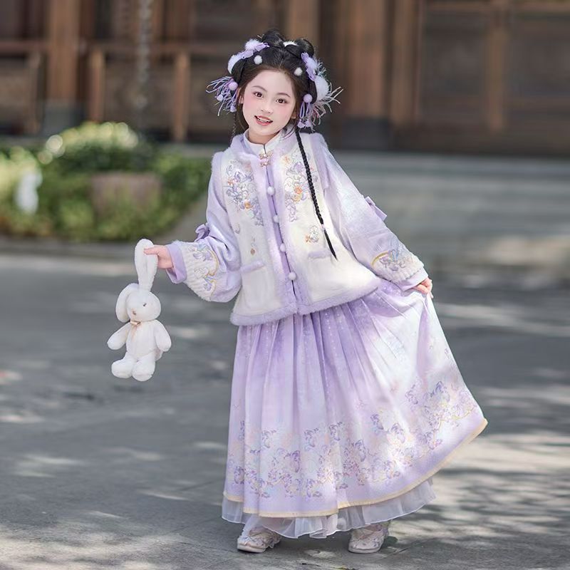 【紫鸢入梦】汉服女童秋冬2025新款儿童国风唐装古风超仙冬季套装