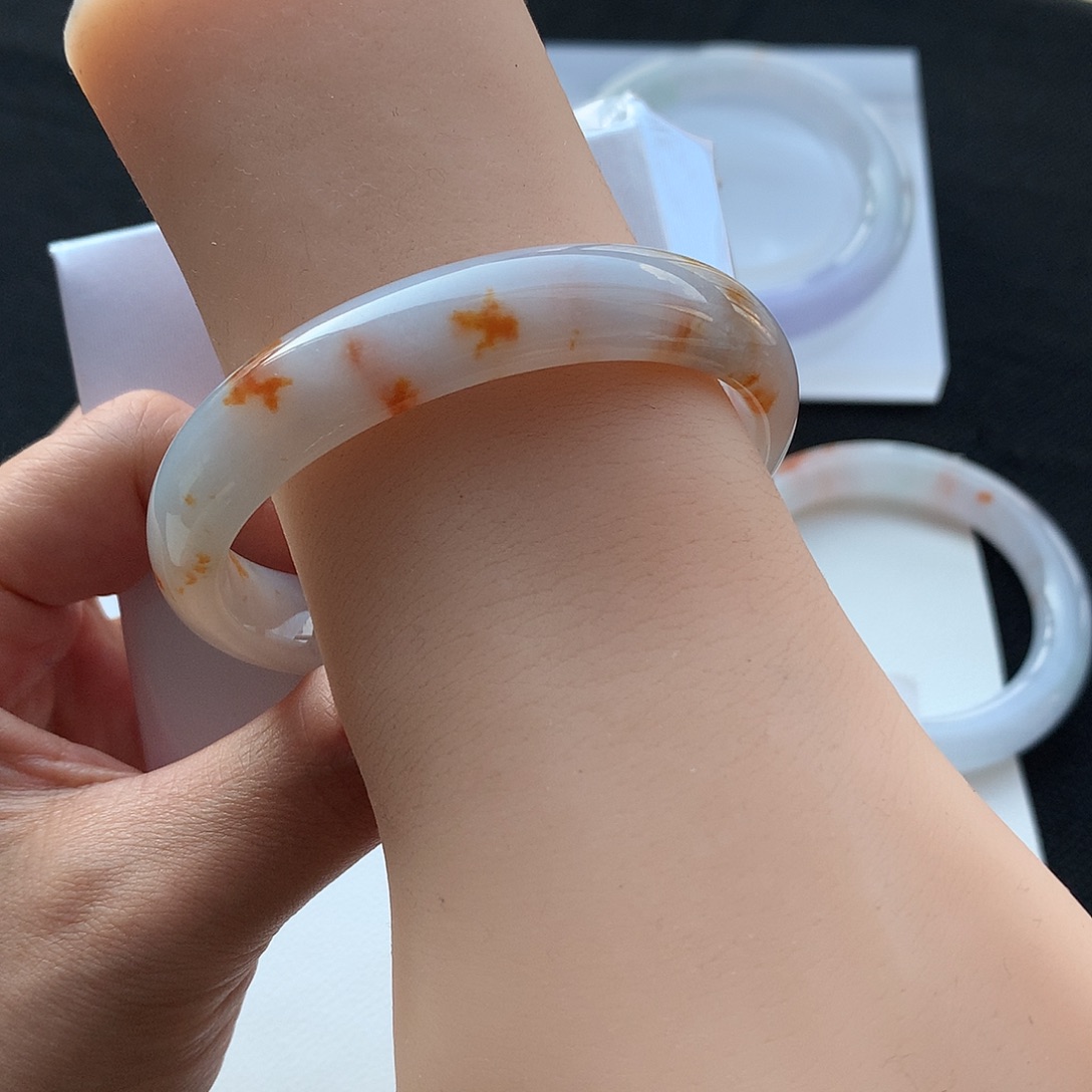 翡翠手镯未镶嵌8号55.3贵妃枫叶红