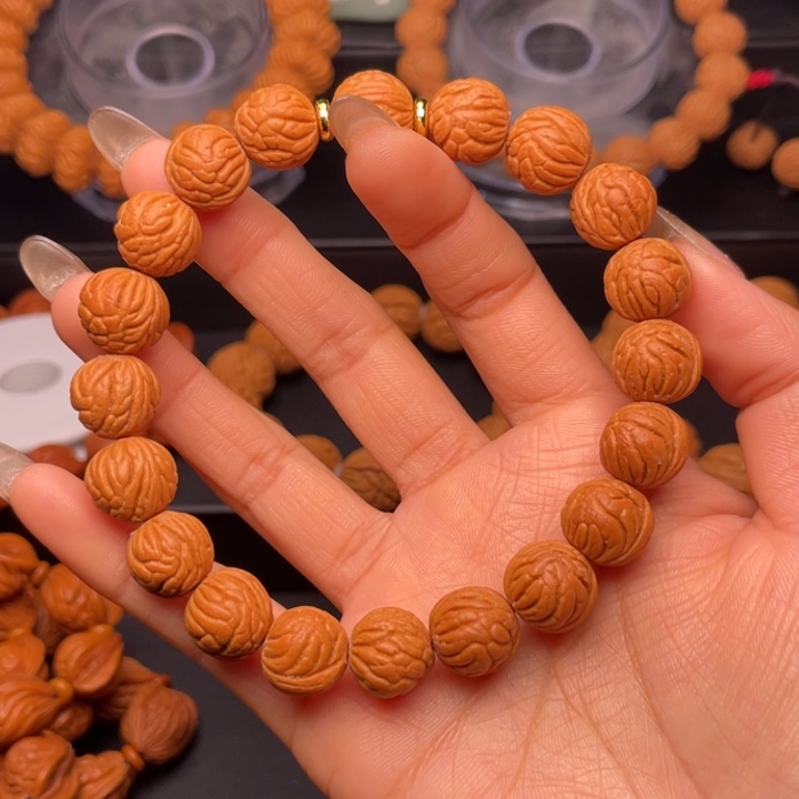 桃核手串1.3尺寸聚宝盆（9号链接）