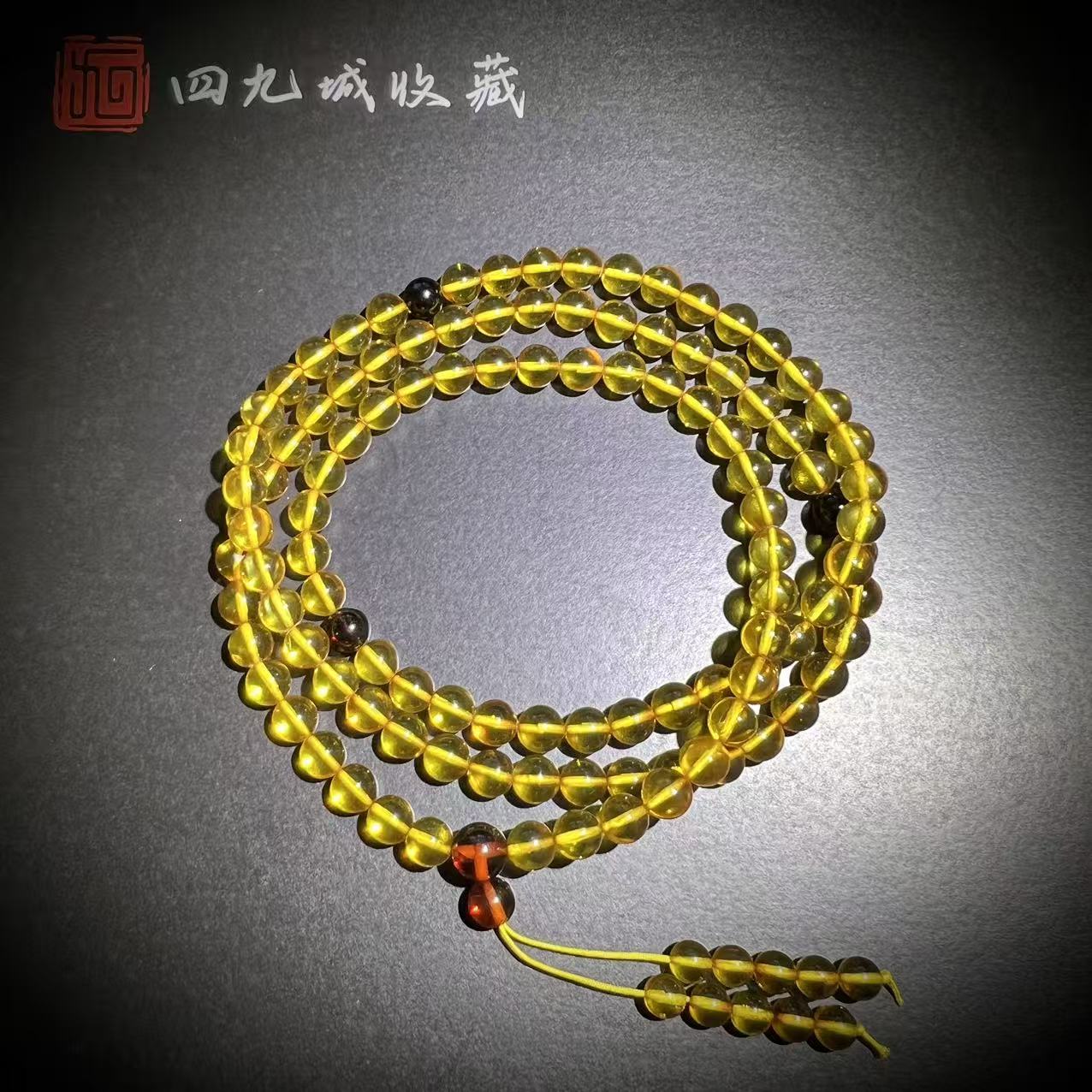 四九城收藏金珀7+108圆珠项链男女同款收藏级精美