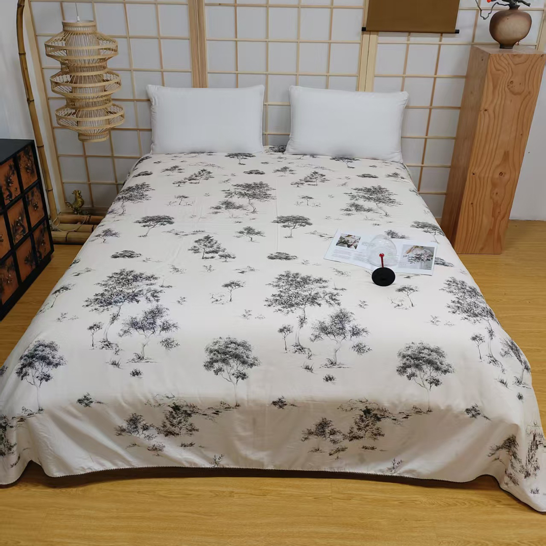 百支彩缎印花双人床单245*250微瑕～D532（绯野 米）