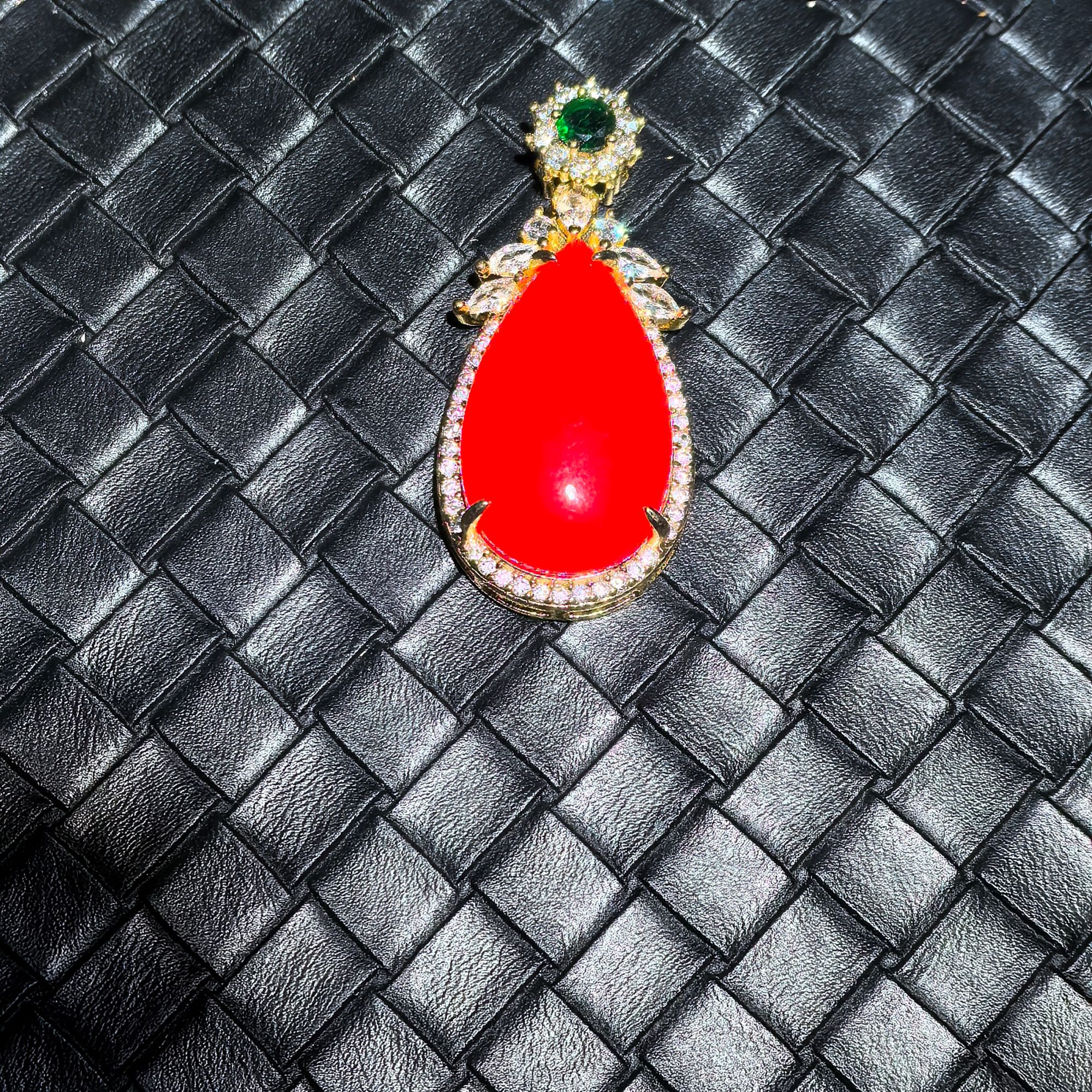 天然玉石珠宝玛瑙玉髓 红水滴吊坠 YZD099H