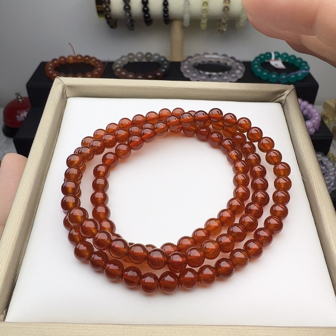 石榴石手链未镶嵌石榴石三圈