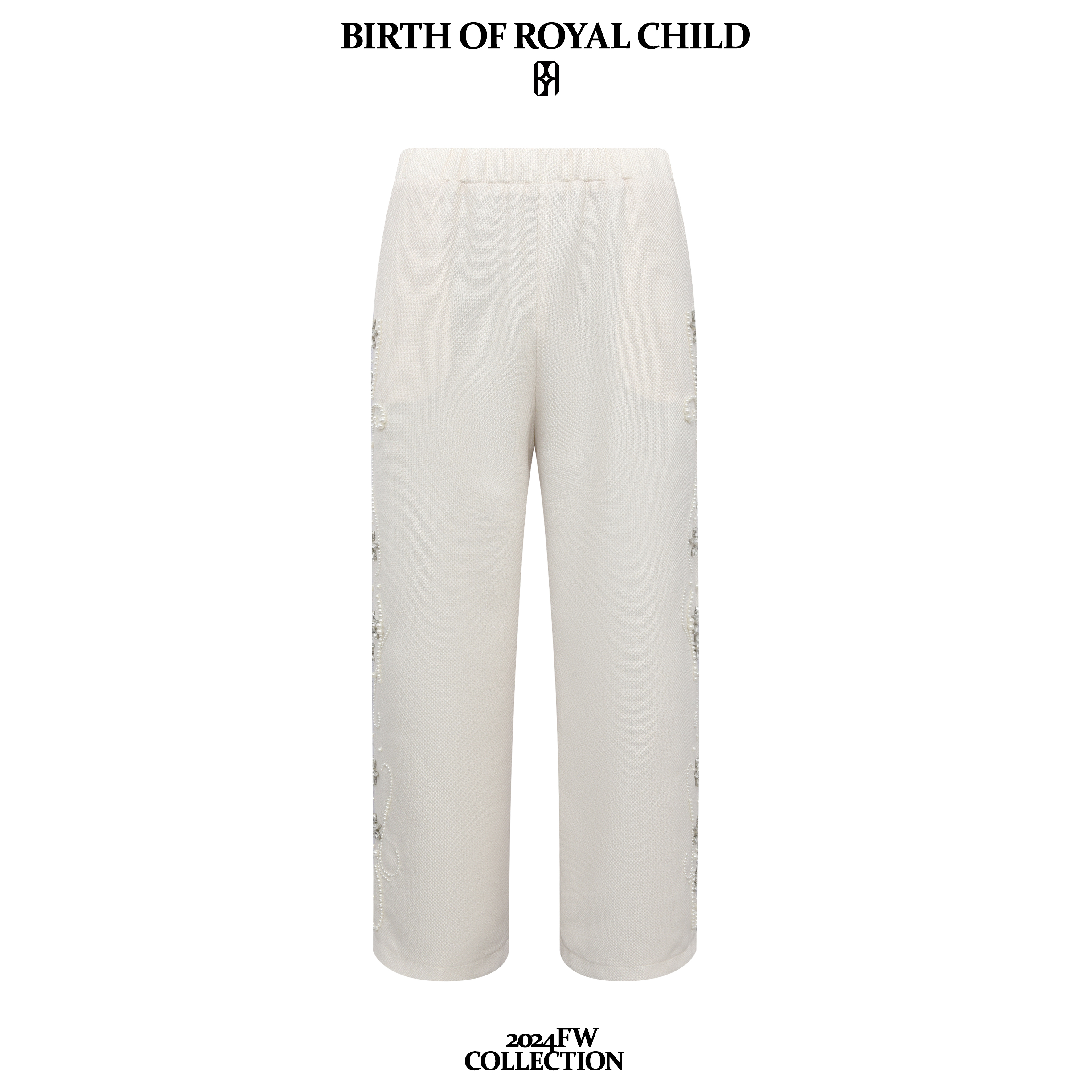 BIRTH OF ROYAL CHILDBORC 钻石花卉编织长裤时尚百搭直筒