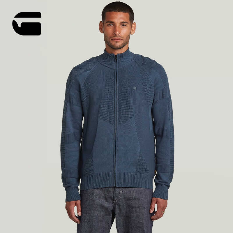 G-STAR RAW25秋季新款3D帅气拉链开衫时尚舒适显瘦针织衫潮流内搭