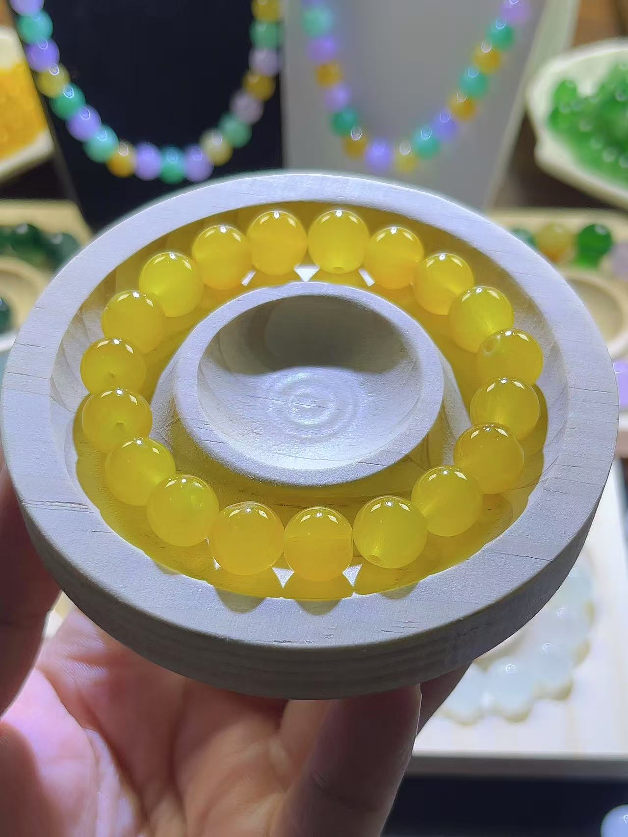 F正品卡10MM缅A矿口老坑种黄翡色珠串多样性发一（Y010)