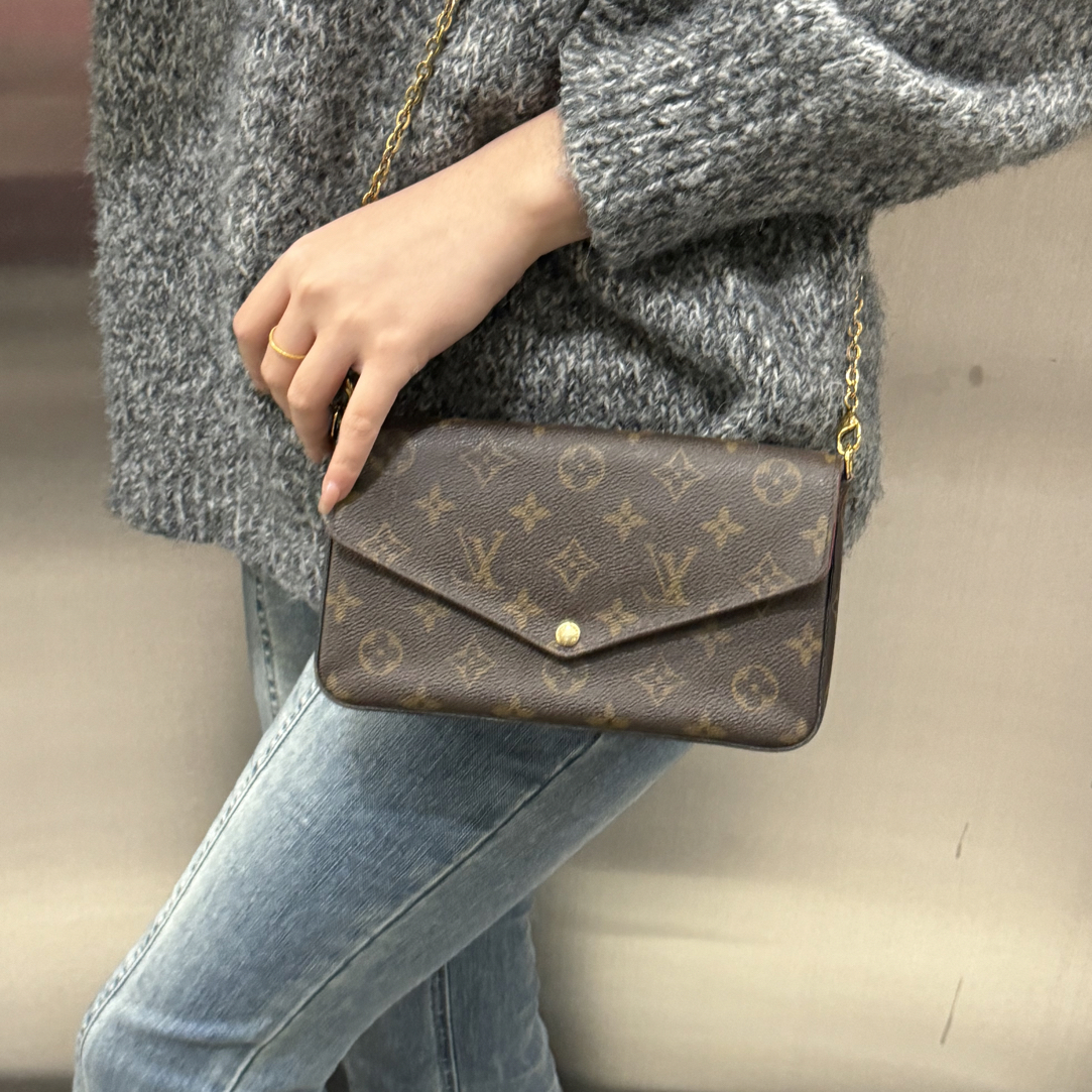 99新 LouisVuitton/路易威登  天天三合一链条单肩包