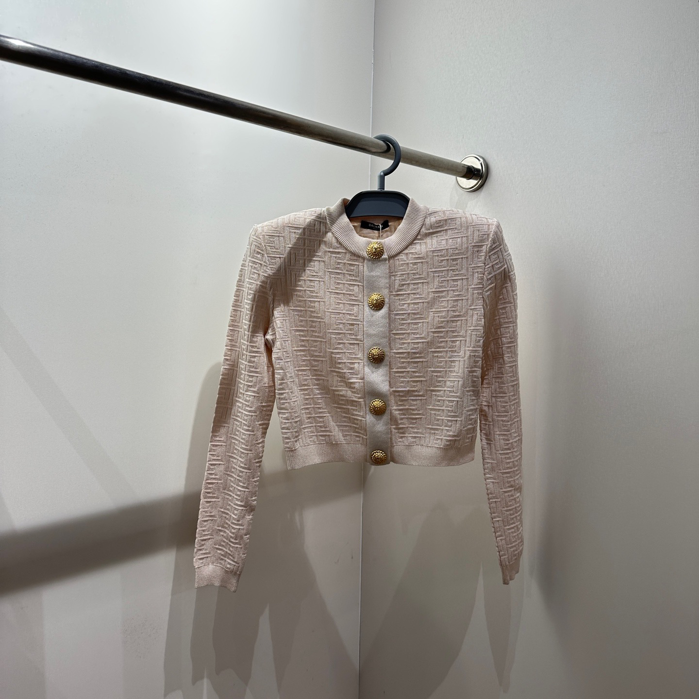 未使用 BALMAIN/巴尔曼 dec662 满印金扣针织开衫 36码 粘胶纤维